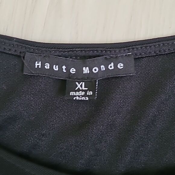 Haute Monde Rhinestone Lined Mesh Night Out Top Stretchy long sleeve size XL - Picture 2 of 8